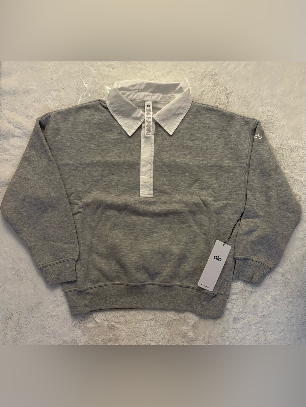 Alo Take it easy long sleeve Henley pullover Small NWT Athletic grey